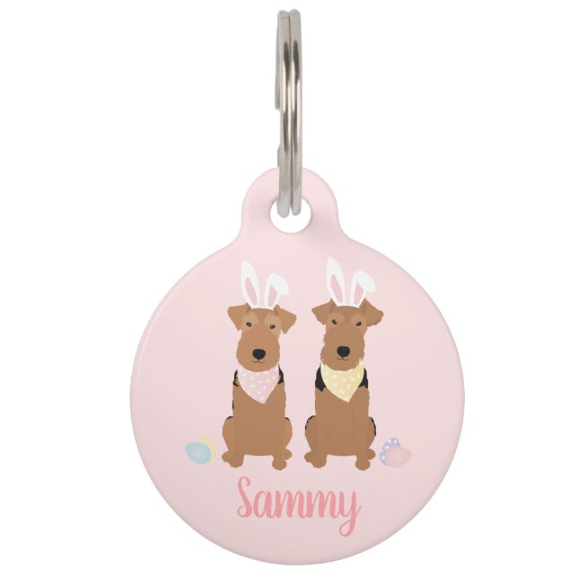 Happy Easter Welsh Terriers Dogs Bunny Ears Huisdierpenning (Voorkant)