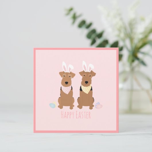 Happy Easter Welsh Terriers Dogs Bunny Ears Kaart (Staand voorkant)