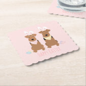 Happy Easter Welsh Terriers Dogs Bunny Ears Kartonnen Onderzetters (Gebogen)