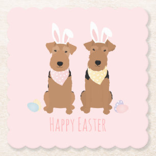 Happy Easter Welsh Terriers Dogs Bunny Ears Kartonnen Onderzetters