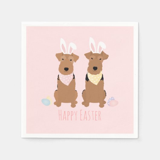 Happy Easter Welsh Terriers Dogs Bunny Ears Servet (Voorkant)