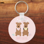 Happy Easter Welsh Terriers Dogs Bunny Ears Sleutelhanger (Voorkant)