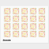 Happy Easter Whimsical Red Yellow Floral Vierkante Sticker (Vel)
