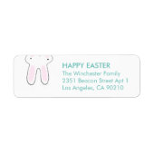 Happy Easter white blauwgroen leuk grappig bunny-a Etiket (Voorkant)