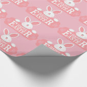 Happy Easter White Bunny Cadeaupapier (Hoek)