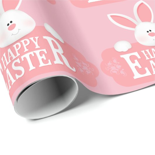 Happy Easter White Bunny Cadeaupapier (Rol Hoek)