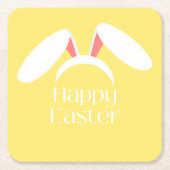 Happy Easter white bunny oren Kartonnen Onderzetters (Voorkant)