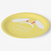 Happy Easter white bunny oren Papieren Bordje (Gekanteld)