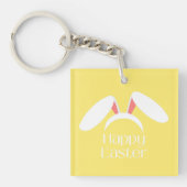 Happy Easter white bunny oren Sleutelhanger (voorkant)