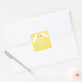 Happy Easter white bunny oren Vierkante Sticker (Envelop)