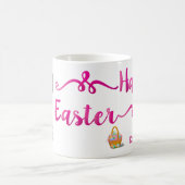 Happy Easter White Bunny Pink Script op maat gemaa Koffiemok (Center)