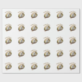 Happy Easter white bunny year photo family name  Cadeaupapier