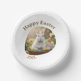 Happy Easter white bunny year photo family name  Papieren Kommen
