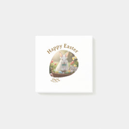 Happy Easter white bunny year photo family name  Post-it® Notes