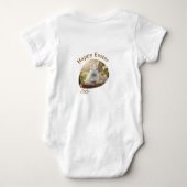 Happy Easter white bunny year photo family name  Romper (Achterkant)