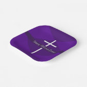 Happy Easter White Cross Paarse Christelijk Papieren Bordje (Gebogen)