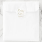 Happy Easter White Gold script return address Ronde Sticker (Tas)