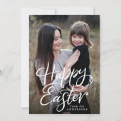 Happy Easter White Hand-Lettered de Foto van het M Feestdagenkaart (Voorkant)