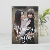 Happy Easter White Hand-Lettered de Foto van het M Feestdagenkaart (Staand voorkant)