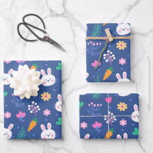 Happy Easter White Love Rabbit Inpakpapier Vel
