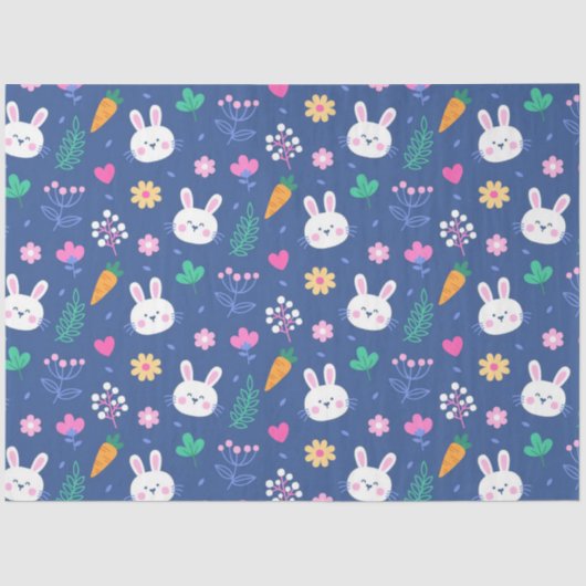 Happy Easter White Love Rabbit Tissuepapier (Voorkant)