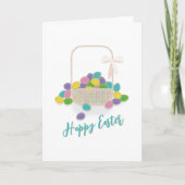 Happy Easter Wicker Basket &  Pastel Eggs Spring Feestdagen Kaart (Voorkant)