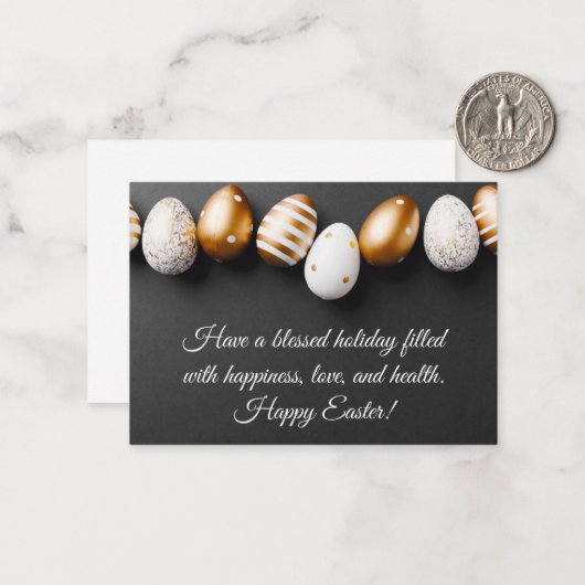 happy easter wil gouden witte eitjes notitiekaartje (Voorkant / Achterkant in situ)