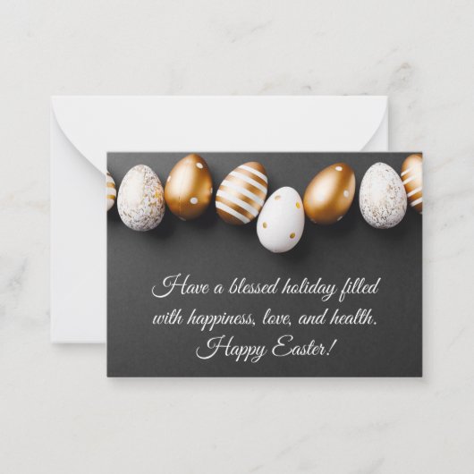happy easter wil gouden witte eitjes notitiekaartje (Voorkant)