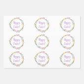 Happy Easter Willow Wreath With Pastel Eggs Inpakpapier Vel (Voorkant 2)