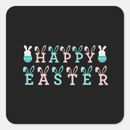 Happy Easter Wishes - Funny Bunny Easter Vierkante Sticker (Voorkant)
