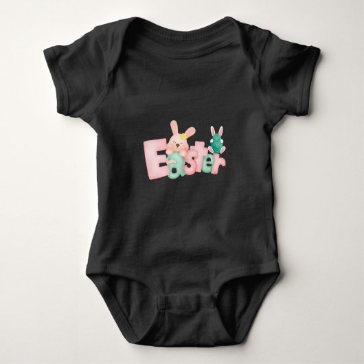 Happy Easter Wishes - Funny Bunny Kisses Baby Romper (Voorkant)