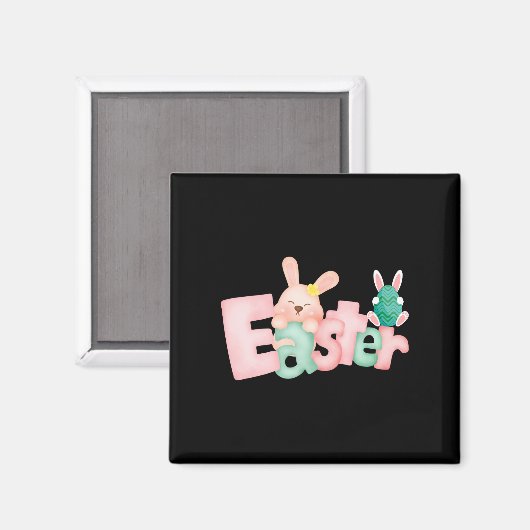 Happy Easter Wishes - Funny Bunny Kisses Magneet (Voorkant / Achterkant)