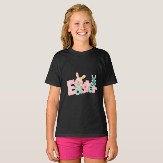 Happy Easter Wishes - Funny Bunny Kisses T-shirt (Voorkant volledig)