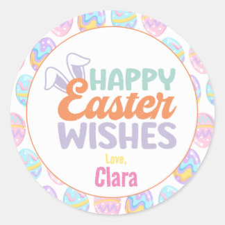 Happy Easter Wishes Pastel Classic Ronde Sticker
