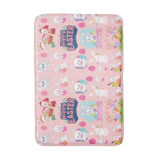 Happy Easter Wishes - Pattern Funny Bunny Easter Badmat (Voorkant Verticaal)