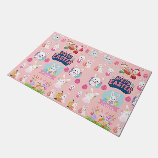 Happy Easter Wishes - Pattern Funny Bunny Easter Deurmat (Schuin)