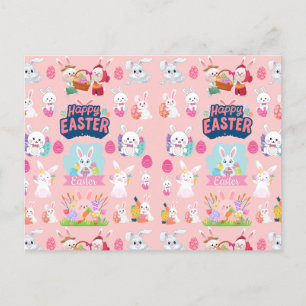 Happy Easter Wishes - Pattern Funny Bunny Easter Feestdagenkaart