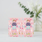 Happy Easter Wishes - Pattern Funny Bunny Easter Feestdagenkaart (Staand voorkant)