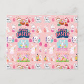 Happy Easter Wishes - Pattern Funny Bunny Easter Feestdagenkaart (Voorkant)