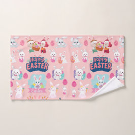 Happy Easter Wishes - Pattern Funny Bunny Easter Handdoek