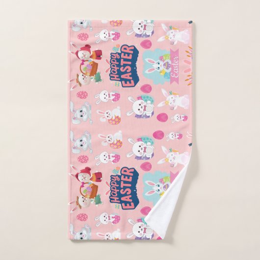 Happy Easter Wishes - Pattern Funny Bunny Easter Handdoek (Handdoek)
