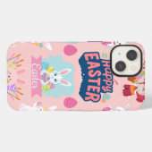 Happy Easter Wishes - Pattern Funny Bunny Easter iPhone Hoesje (Achterkant horizontaal)