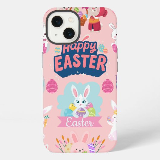 Happy Easter Wishes - Pattern Funny Bunny Easter iPhone Hoesje (Achterkant)