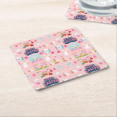 Happy Easter Wishes - Pattern Funny Bunny Easter Kartonnen Onderzetters (Schuin)