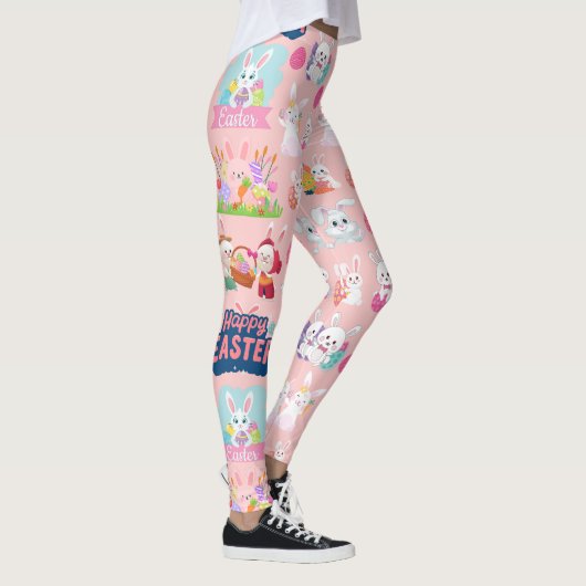 Happy Easter Wishes - Pattern Funny Bunny Easter Leggings (Rechts)