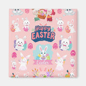 Happy Easter Wishes - Pattern Funny Bunny Easter Magneet (Voorkant)
