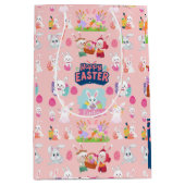 Happy Easter Wishes - Pattern Funny Bunny Easter Medium Cadeauzakje (Voorkant)