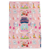 Happy Easter Wishes - Pattern Funny Bunny Easter Medium Cadeauzakje (Achterkant)