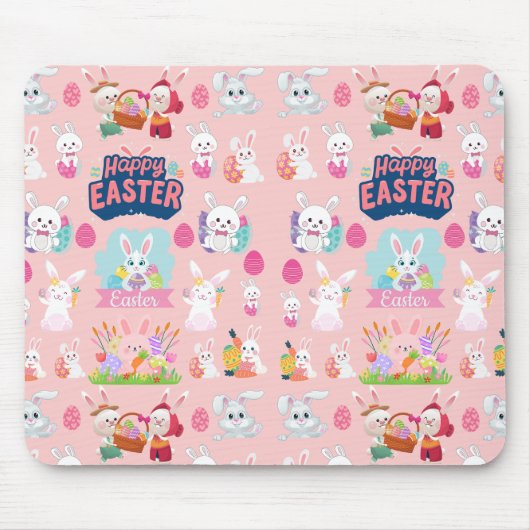 Happy Easter Wishes - Pattern Funny Bunny Easter Muismat (Voorkant)