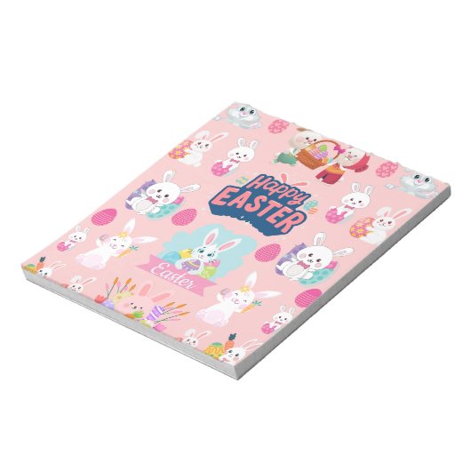 Happy Easter Wishes - Pattern Funny Bunny Easter Notitieblok (Linkerzijde)